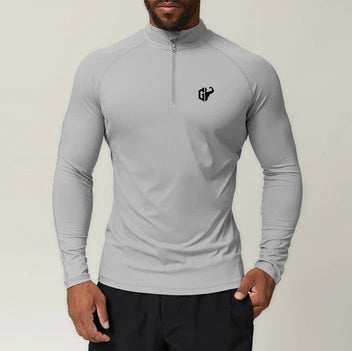 Men's Half-Zip Mock Neck Quick-Dry Sport Long Sleeve T-Shirt