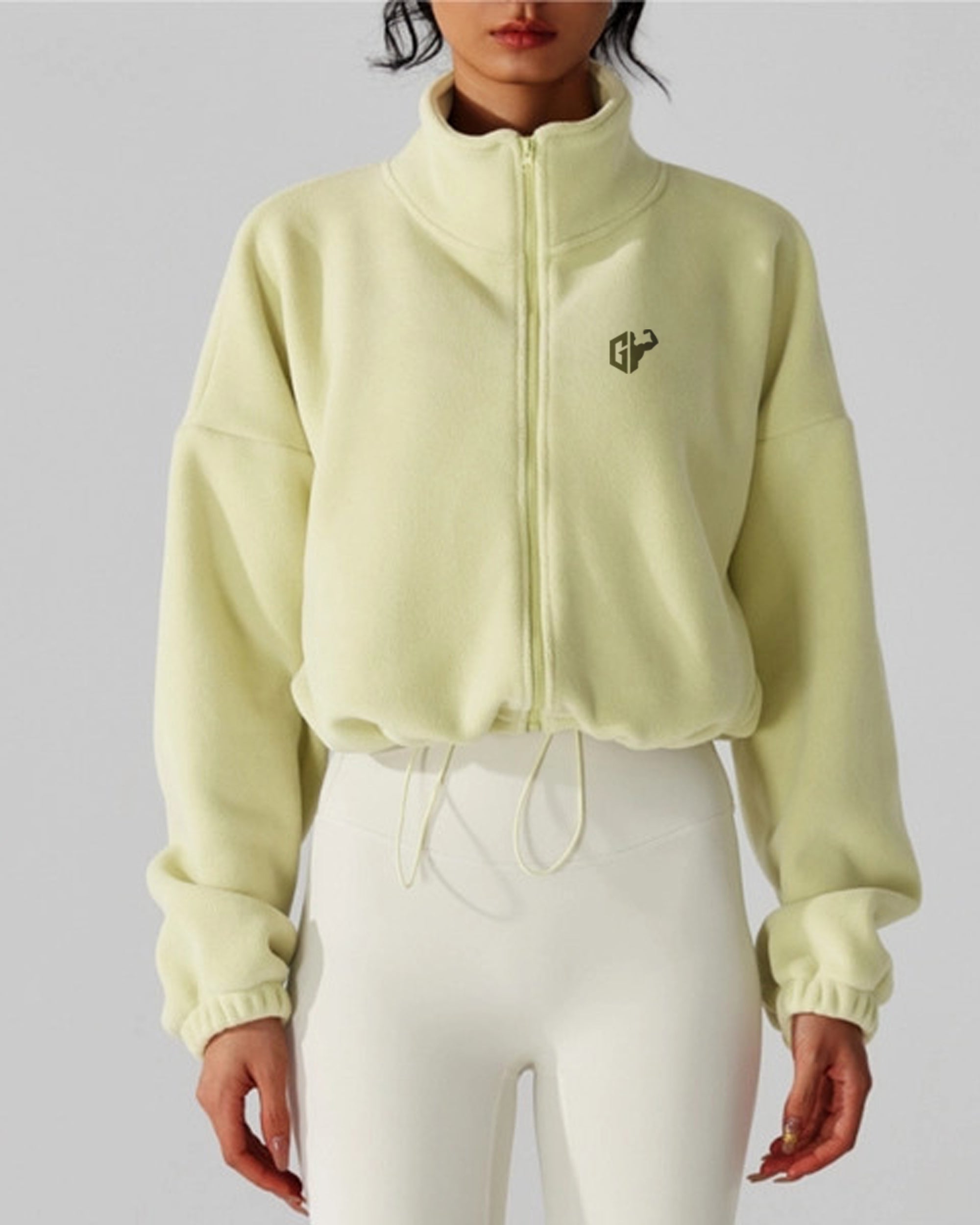 Women's Reversible Fleece Cropped Drawstring Jacket